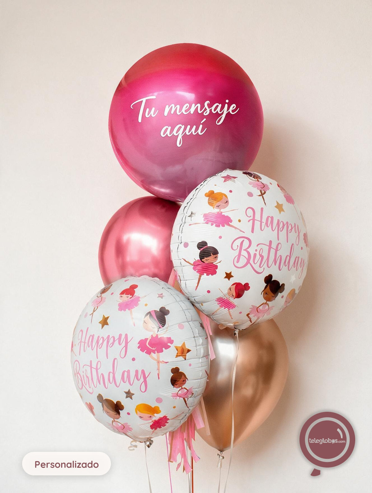 Bunch de Globos Inflados con Helio -Happy Birthday Ballet-