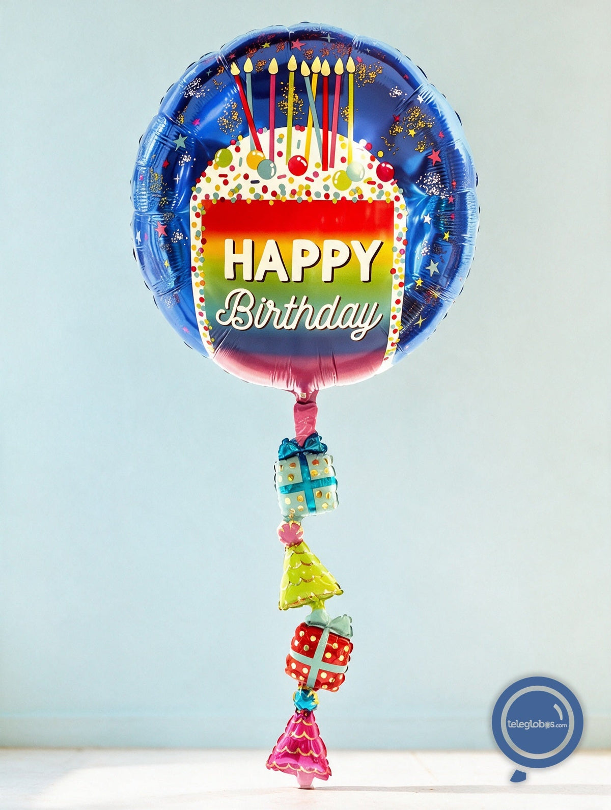 Globo Metálico Airwalker - Rainbow Slice Happy Birthday