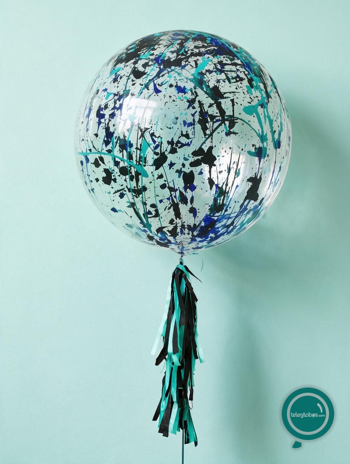 Globo Burbuja de 24 con Pintura Azul, Negro y Turquesa