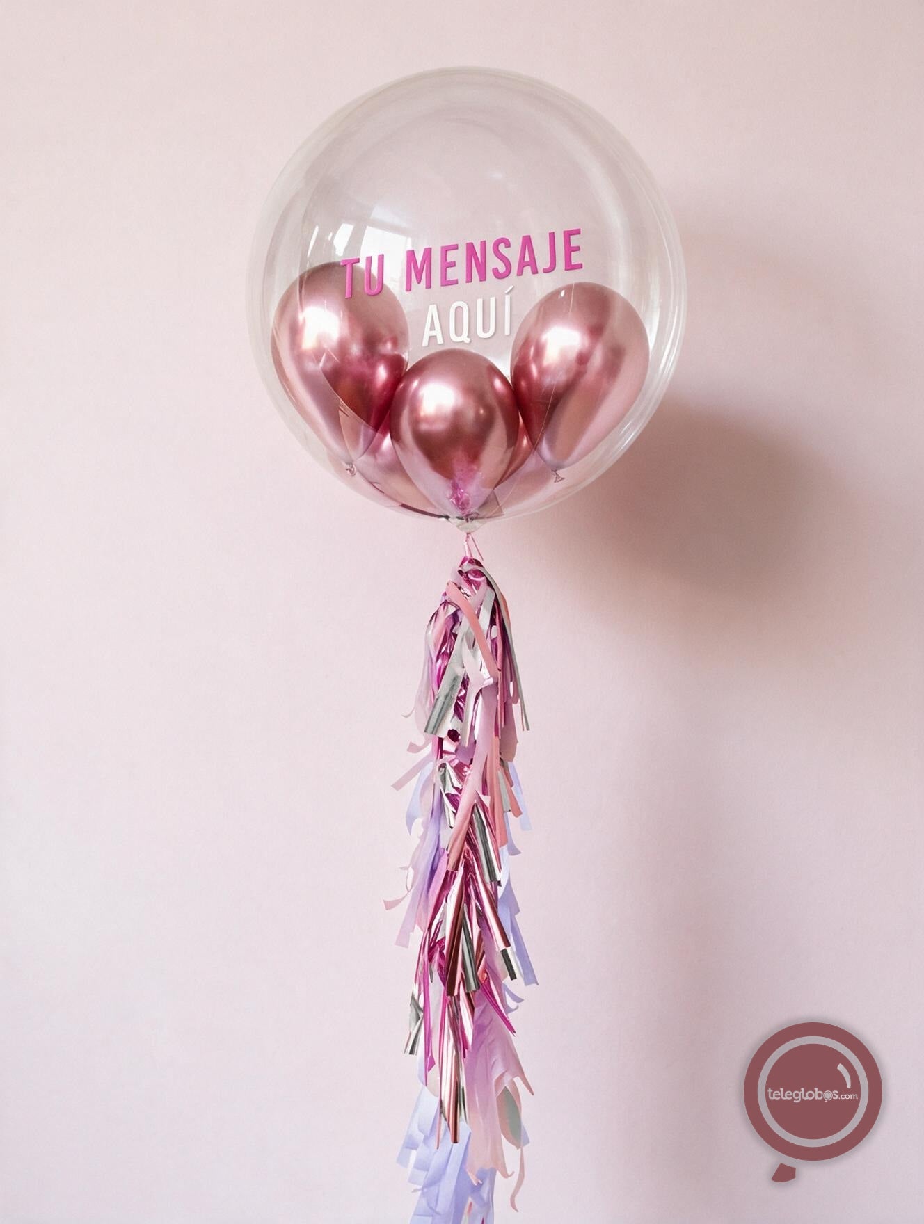 Globo Burbuja Personalizado de 24 con mini globos cromados