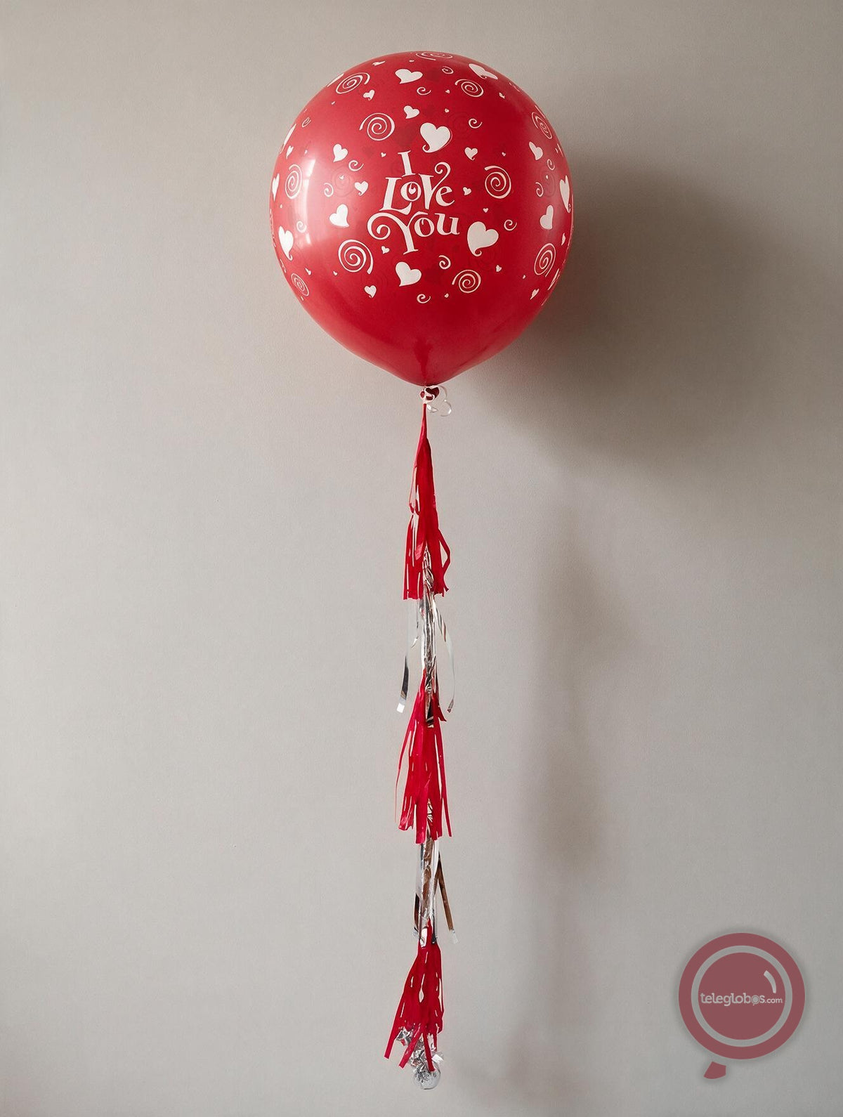 Globo de Látex I Love You Gigante 3 Pies Con Guirnalda de Papel