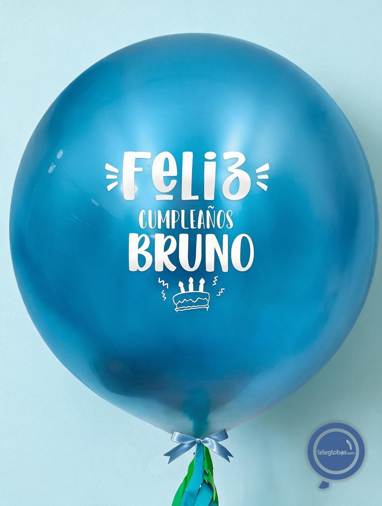 Globo Personalizado Látex Cromado de 24" Azul - detalle