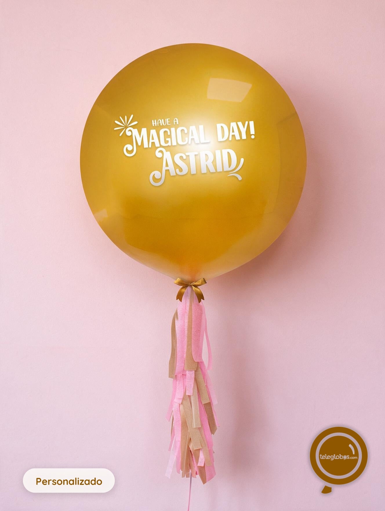 Globo Personalizado Látex de 24" Dorado Metálico