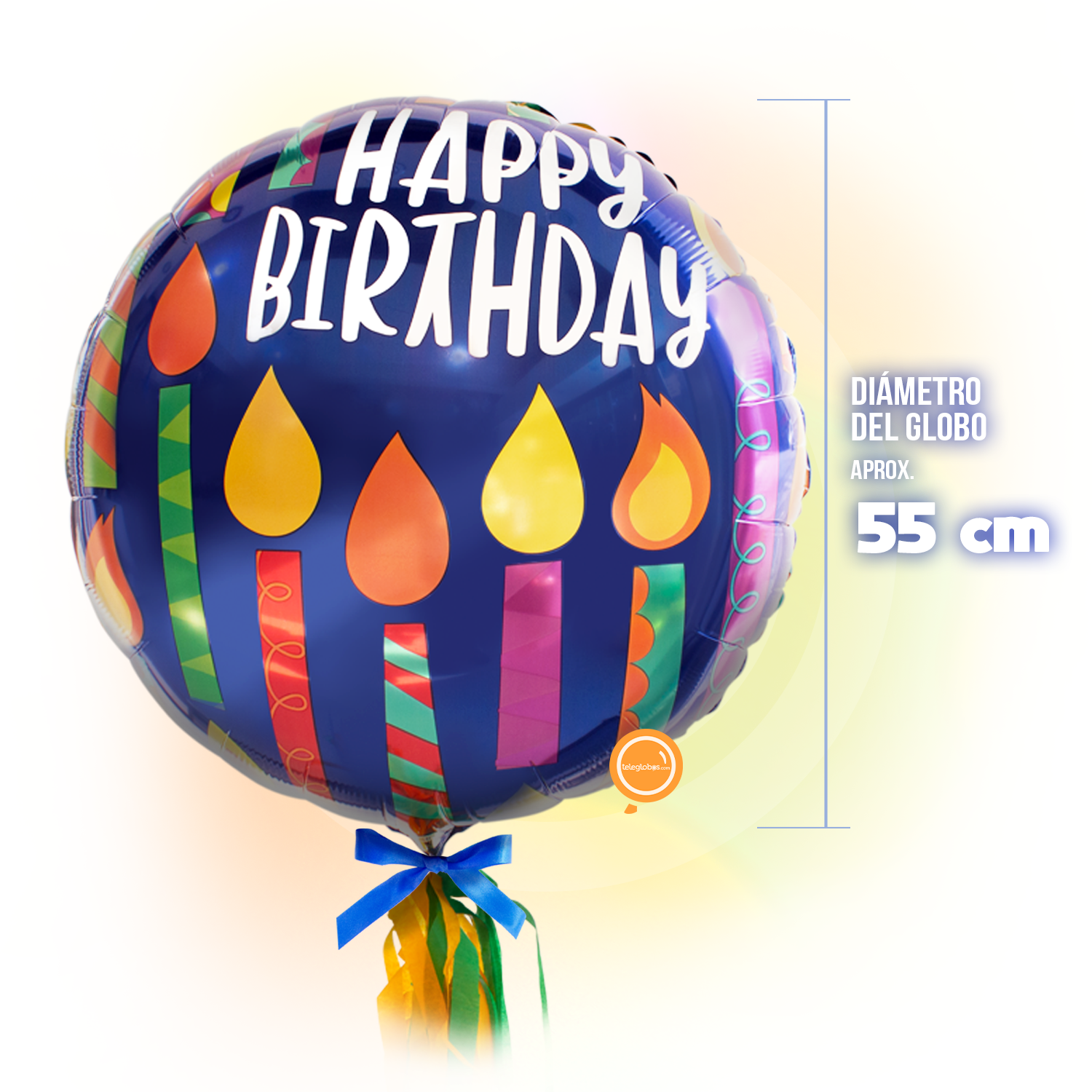 Globo Metálico Super Shape de 32" - Happy Birthday Candles - medida