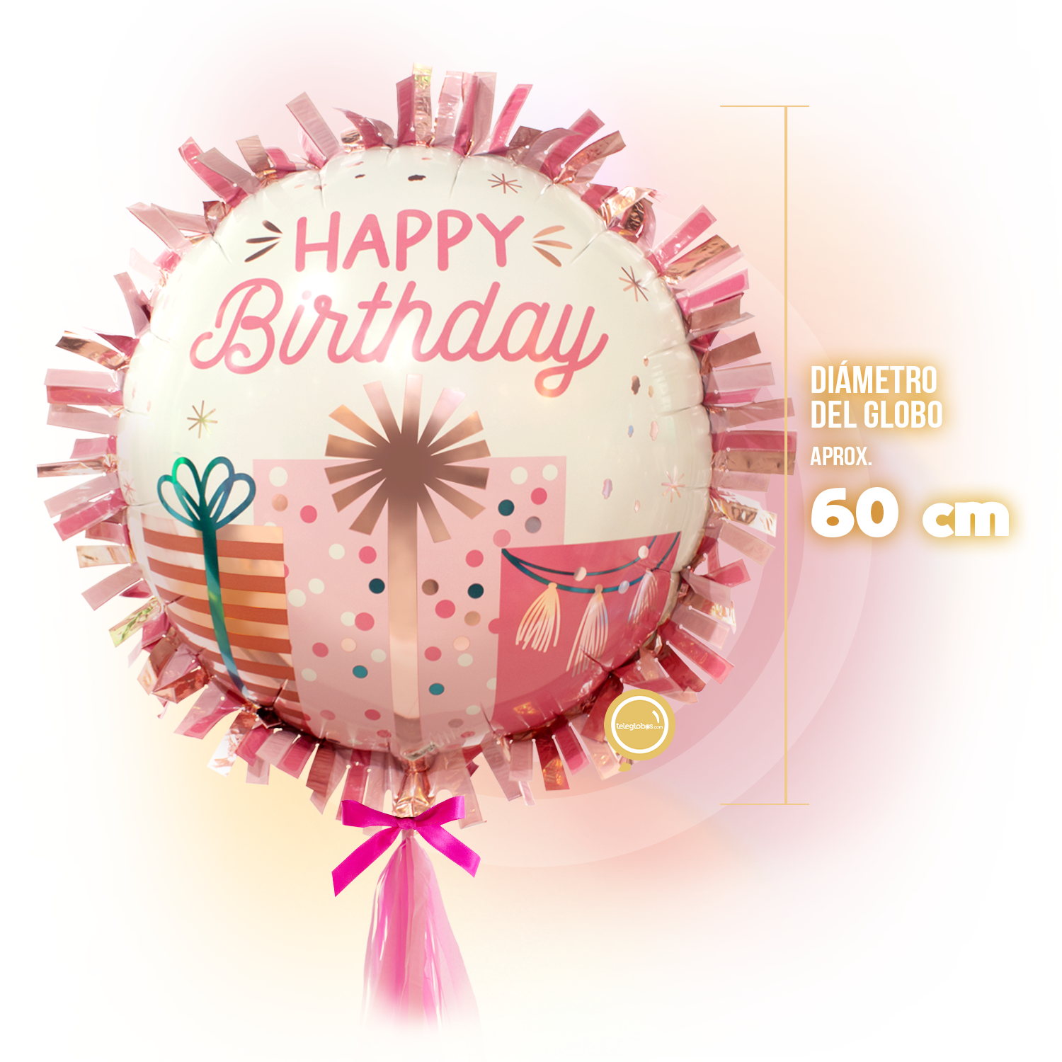 Globo Metálico SuperShape de 24" - Happy Birthday Gifts - medida