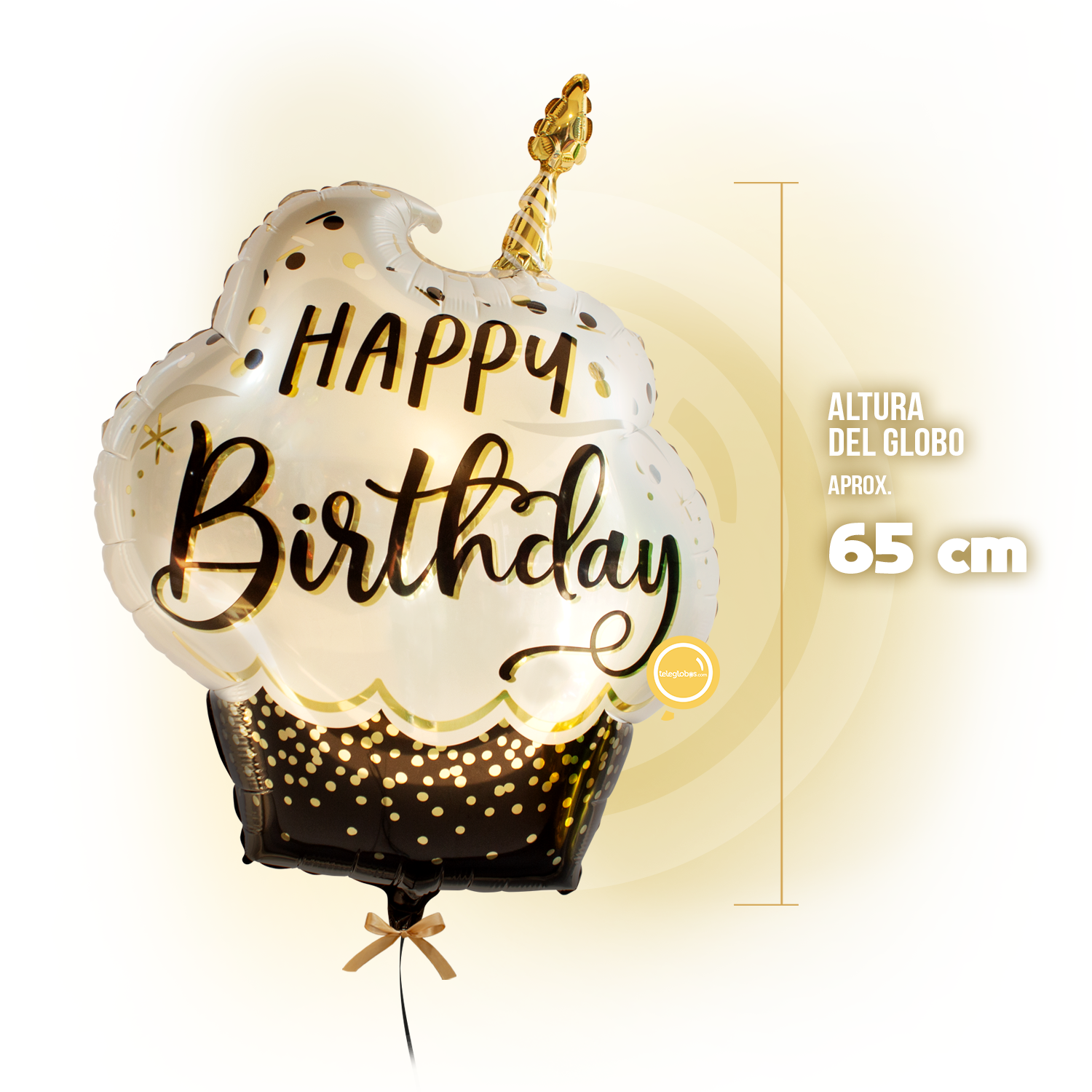 Globo Metálico Super Shape de 29" - Satin Happy Birthday Cupcake - medida