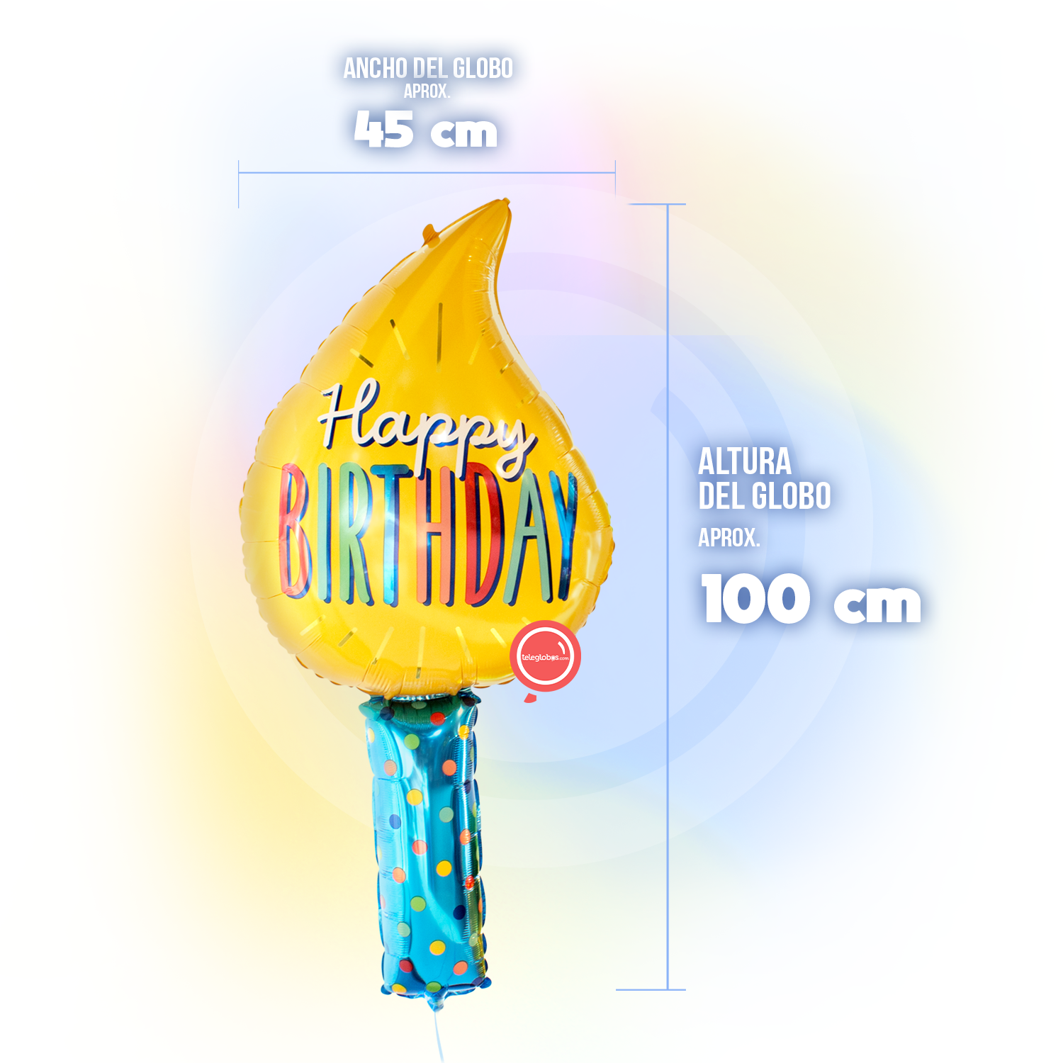 Globo Metálico Super Shape de 35" - Birthday Candle - medida