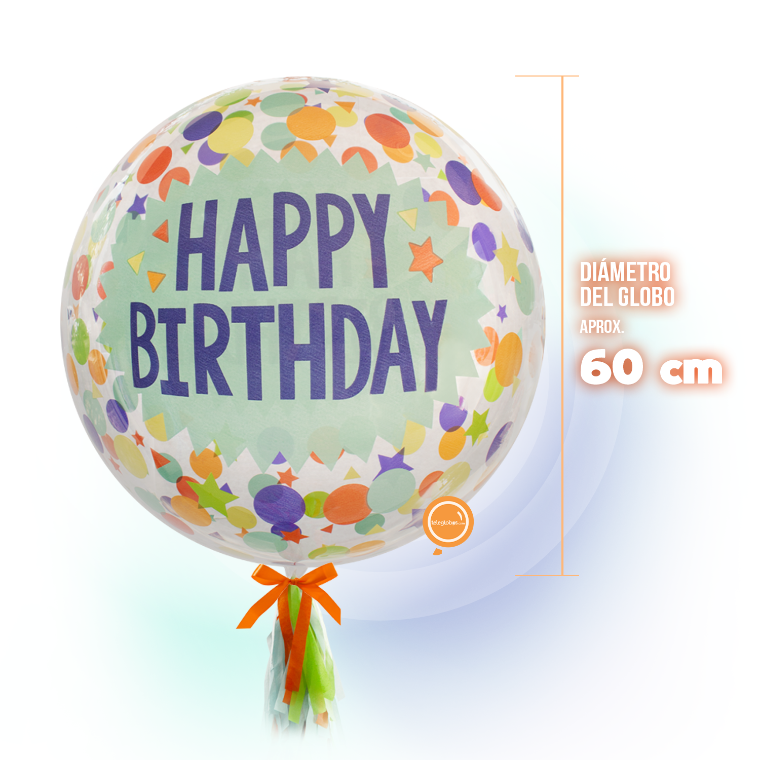 Globo Burbuja de 24" - Happy Birthday Dots & Stars