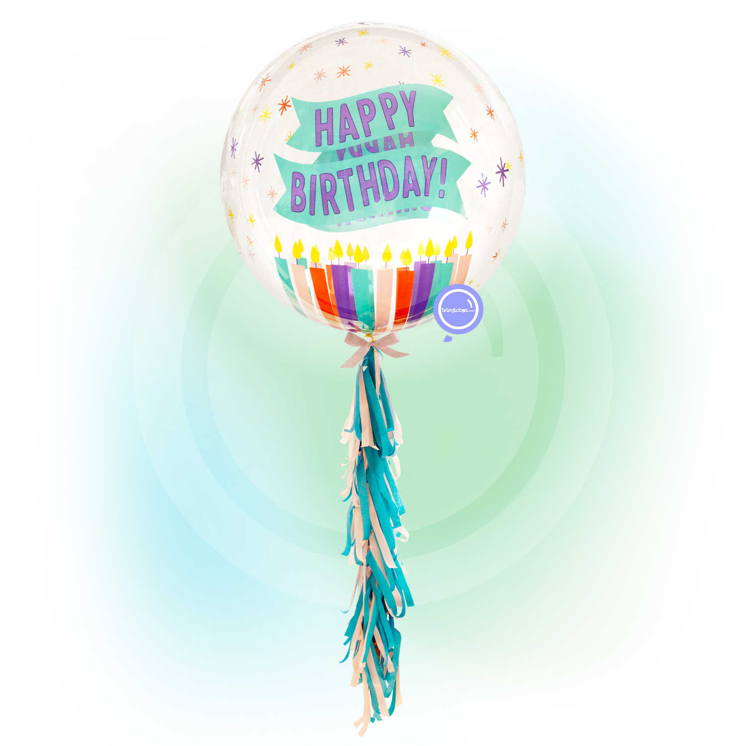 balloon 24 "Crystal Bubble - Happy Birthday Candles Clearz