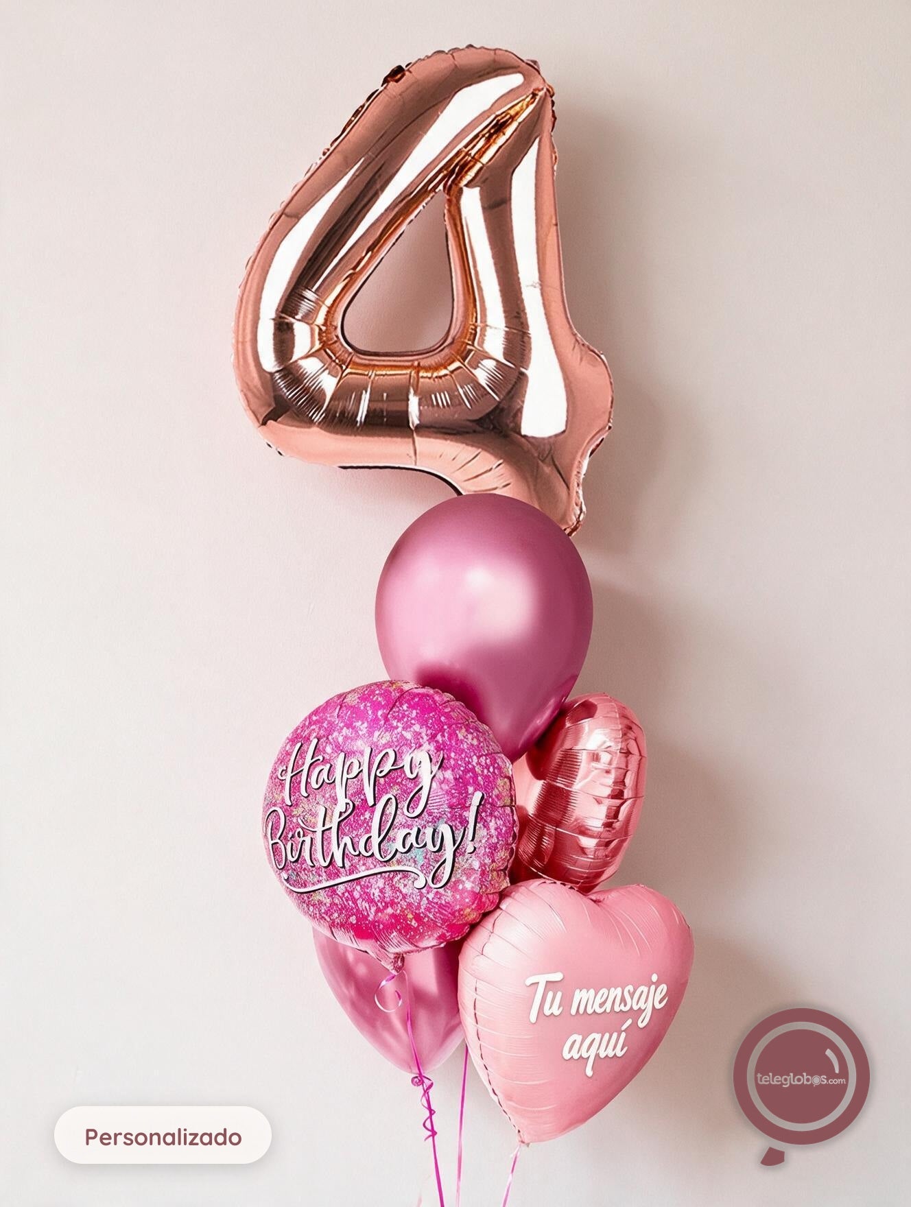Kit Celebra -Pink Birthday- con Globos de Helio (Una Torre)