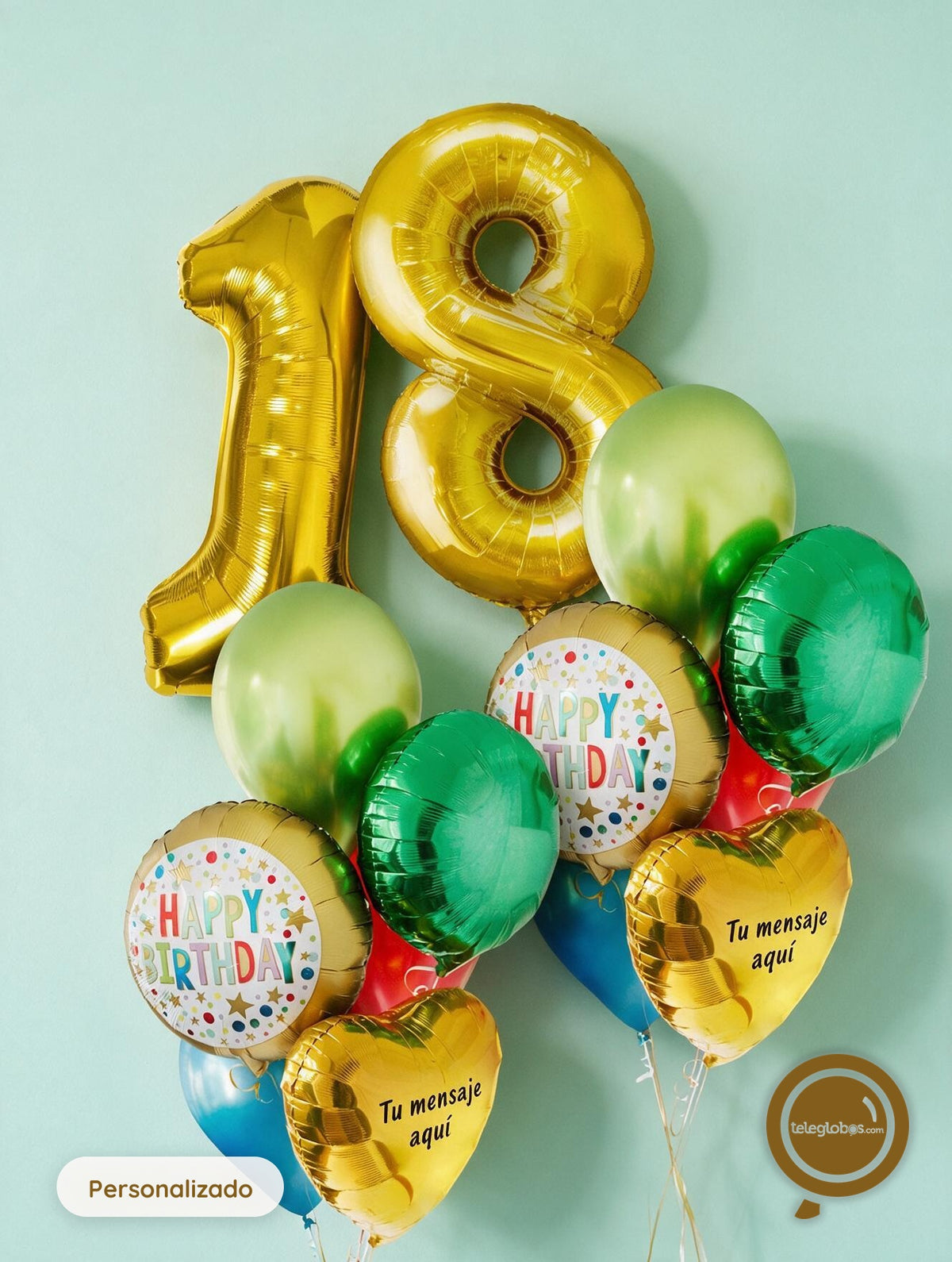 Kit Celebra -Rainbow Birthday- con Globos de Helio
