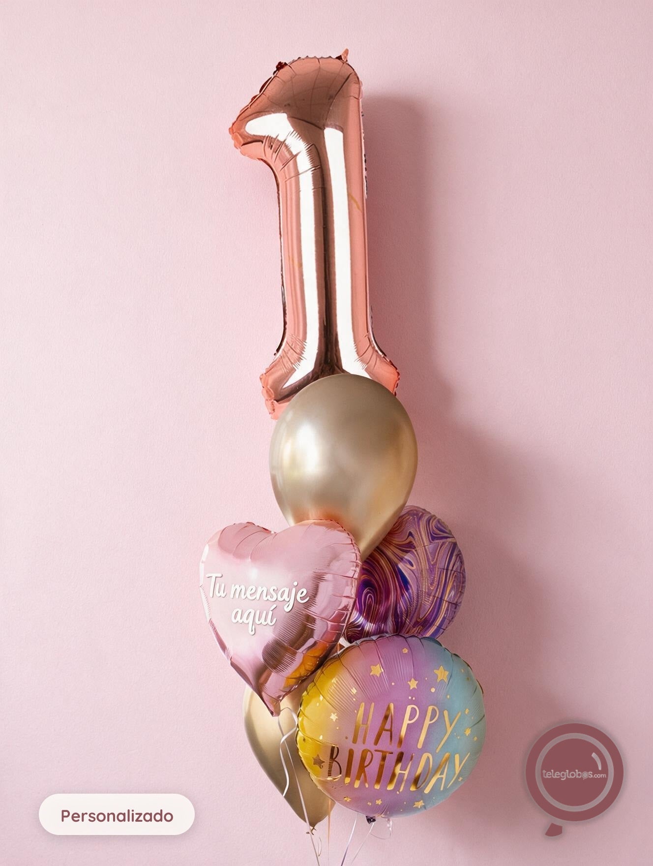 Kit Celebra -Rainbow Marblez- con Globos de Helio (Una Torre)