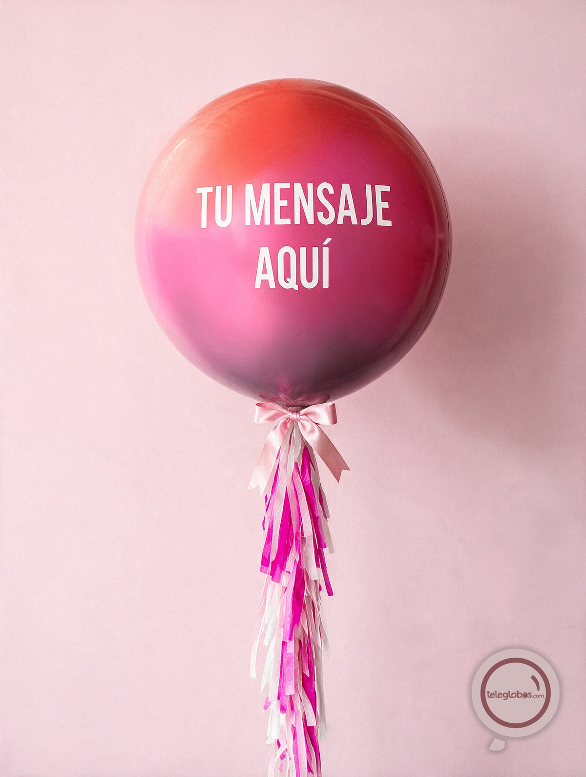 Orbz degradado Rojo/Magenta con helio personalizado -Escoge el texto-