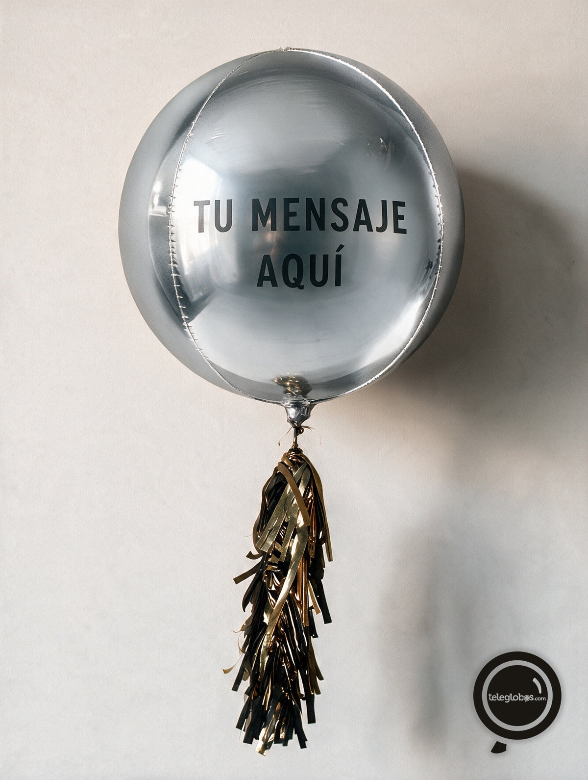 Orbz 15" Plata con helio personalizado -Escoge el texto-