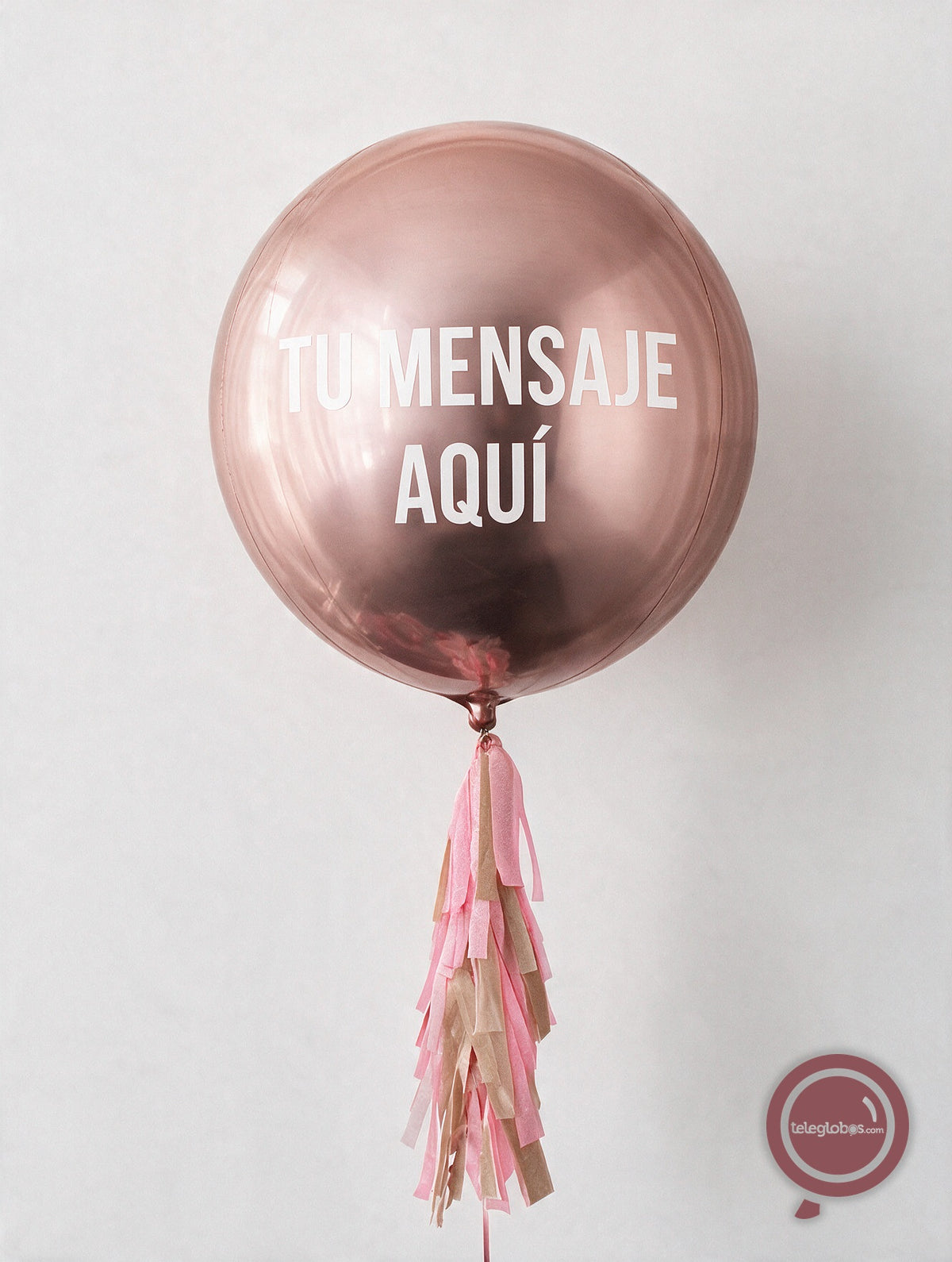 Orbz Rose Gold con helio personalizado -Escoge el texto-