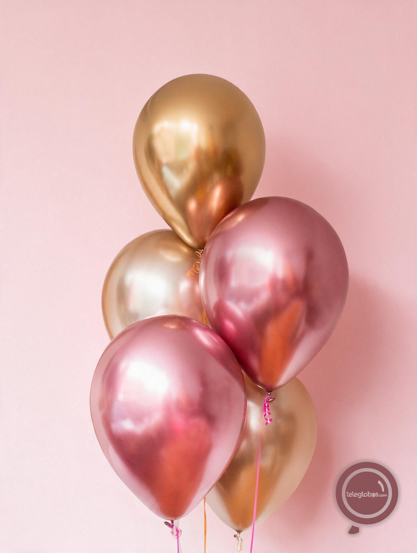 Torre de 5 Globos de Látex Extra Premium 11 (Champagne, Malva y Dorado)