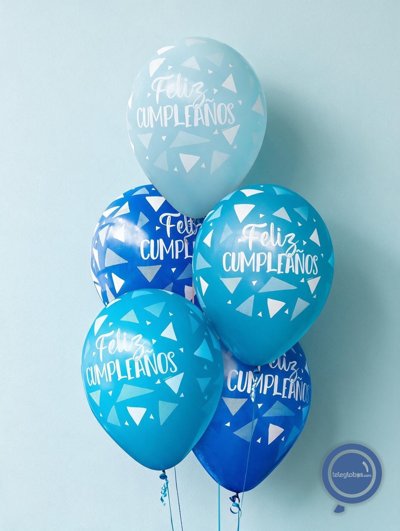 Torre de 5 Globos de Látex Impreso -Feliz Cumpleaños-