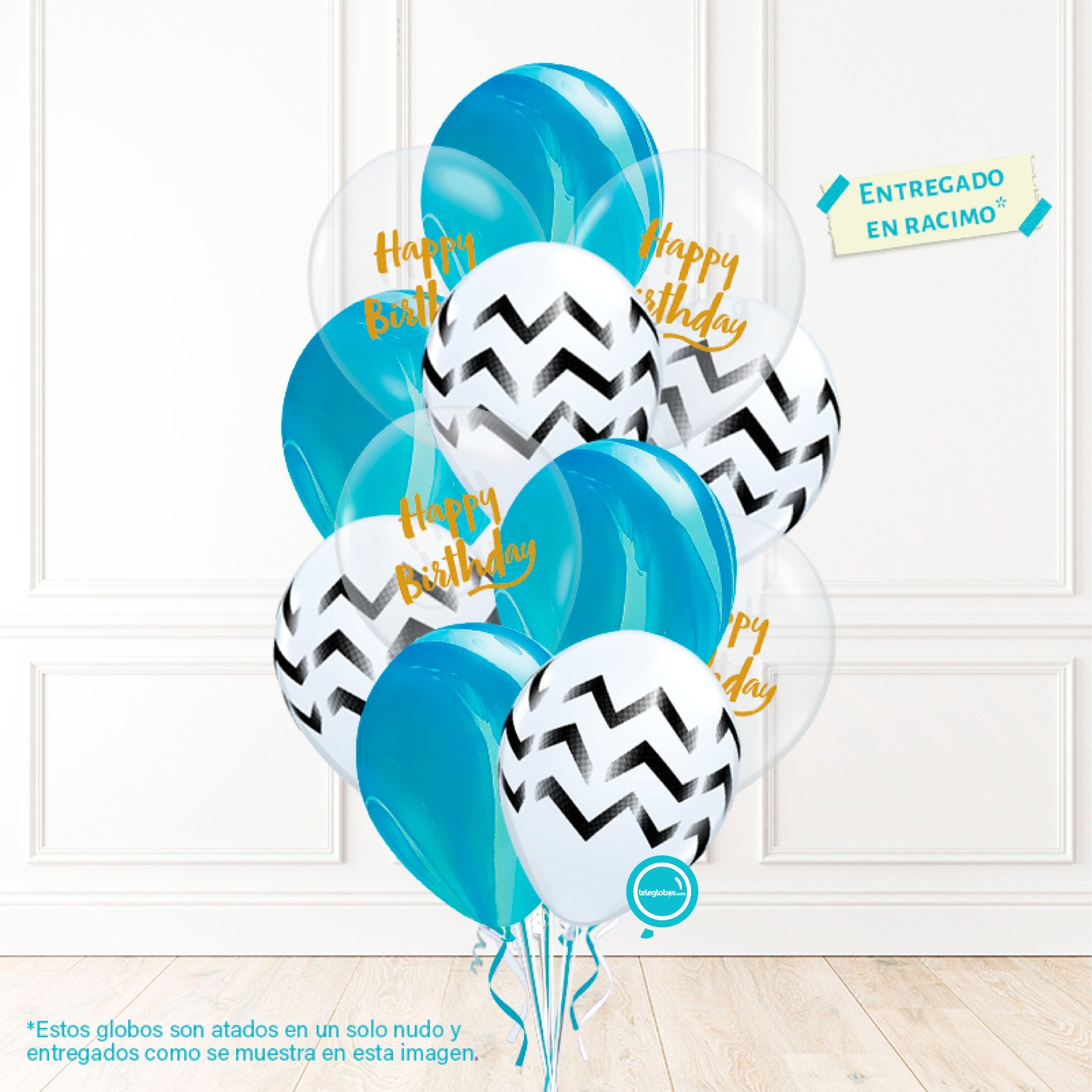 12 globos inflados con helio -Happy Birthday/Ágata- Bio* -RAC015- | Globos y Regalos Teleglobos.com.mx.