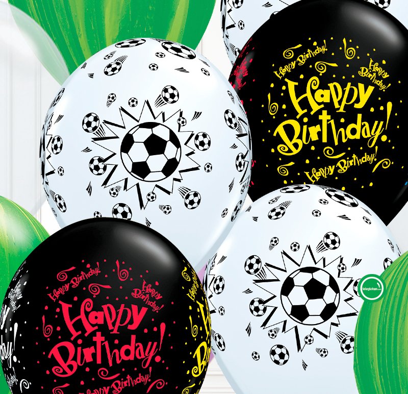 13 globos con helio -Cumpleaños, Fútbol y Ágata- | Globos y Regalos Teleglobos.com.mx.