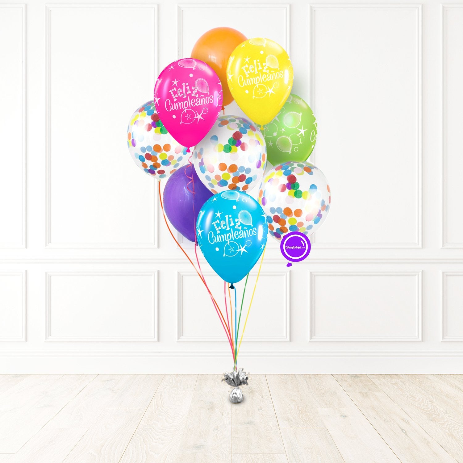9 globos látex multicolor Cumpleaños -Feliz Cumpleaños-