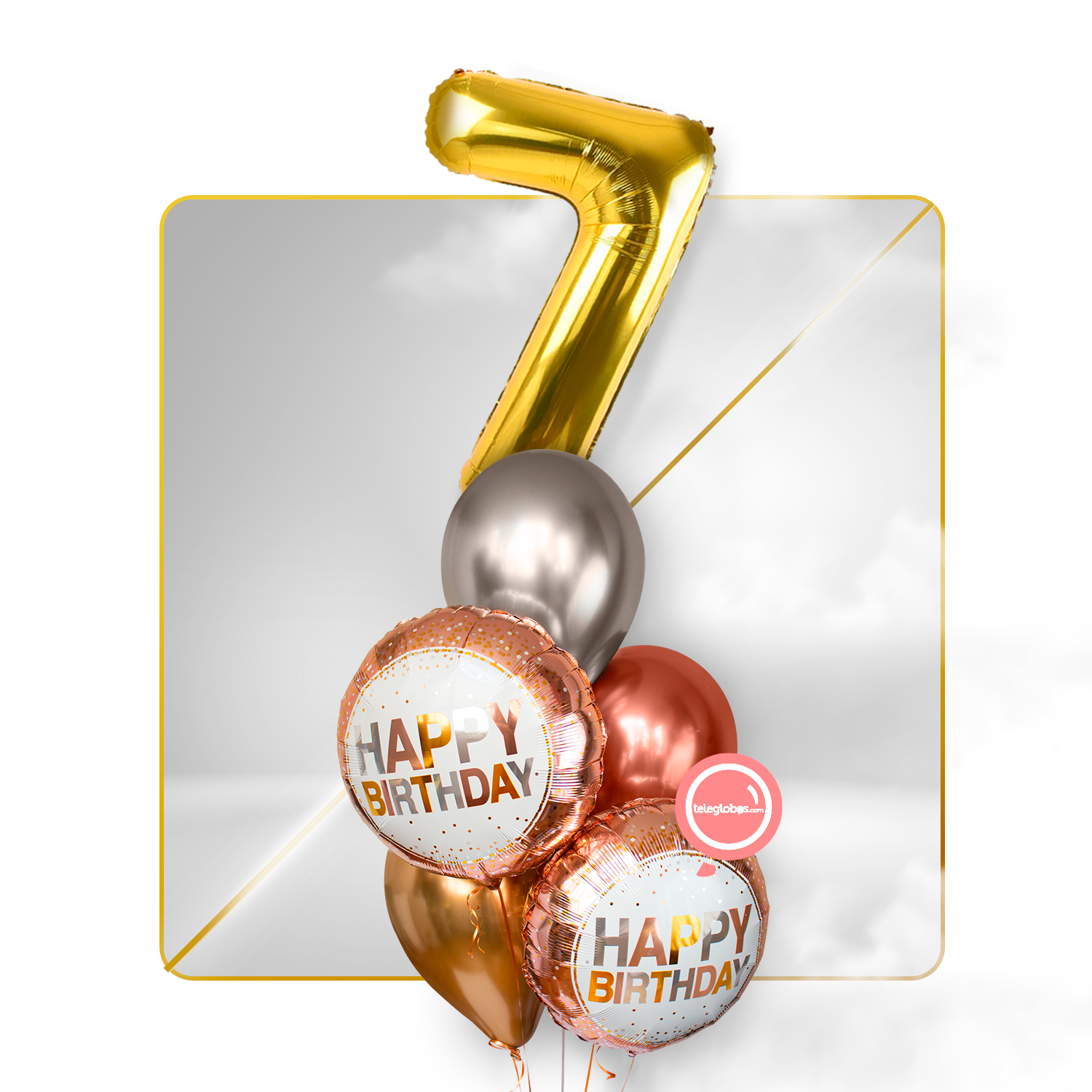Kit Celebra -Rose Gold Birthday- con Globos de Helio