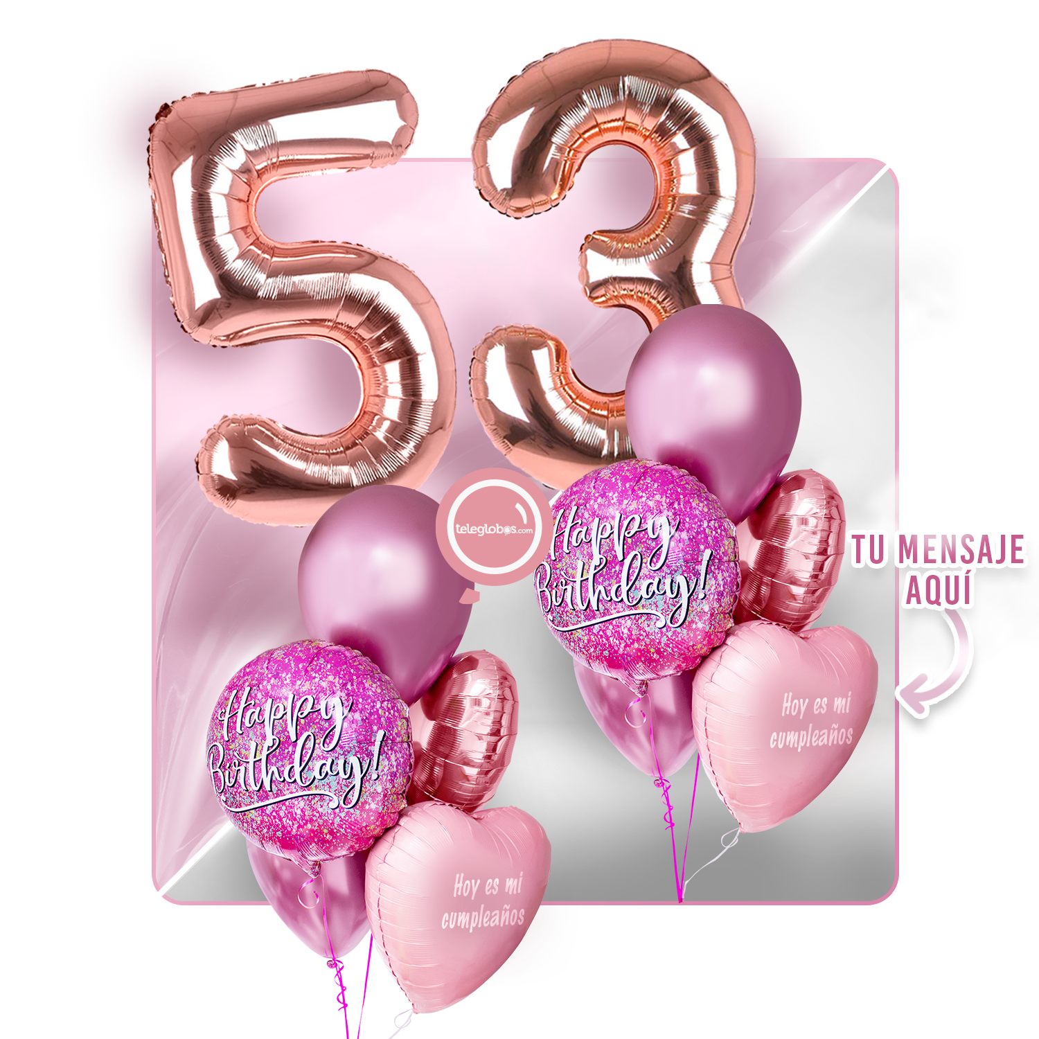 Kit Celebra -Pink Birthday- con Globos de Helio