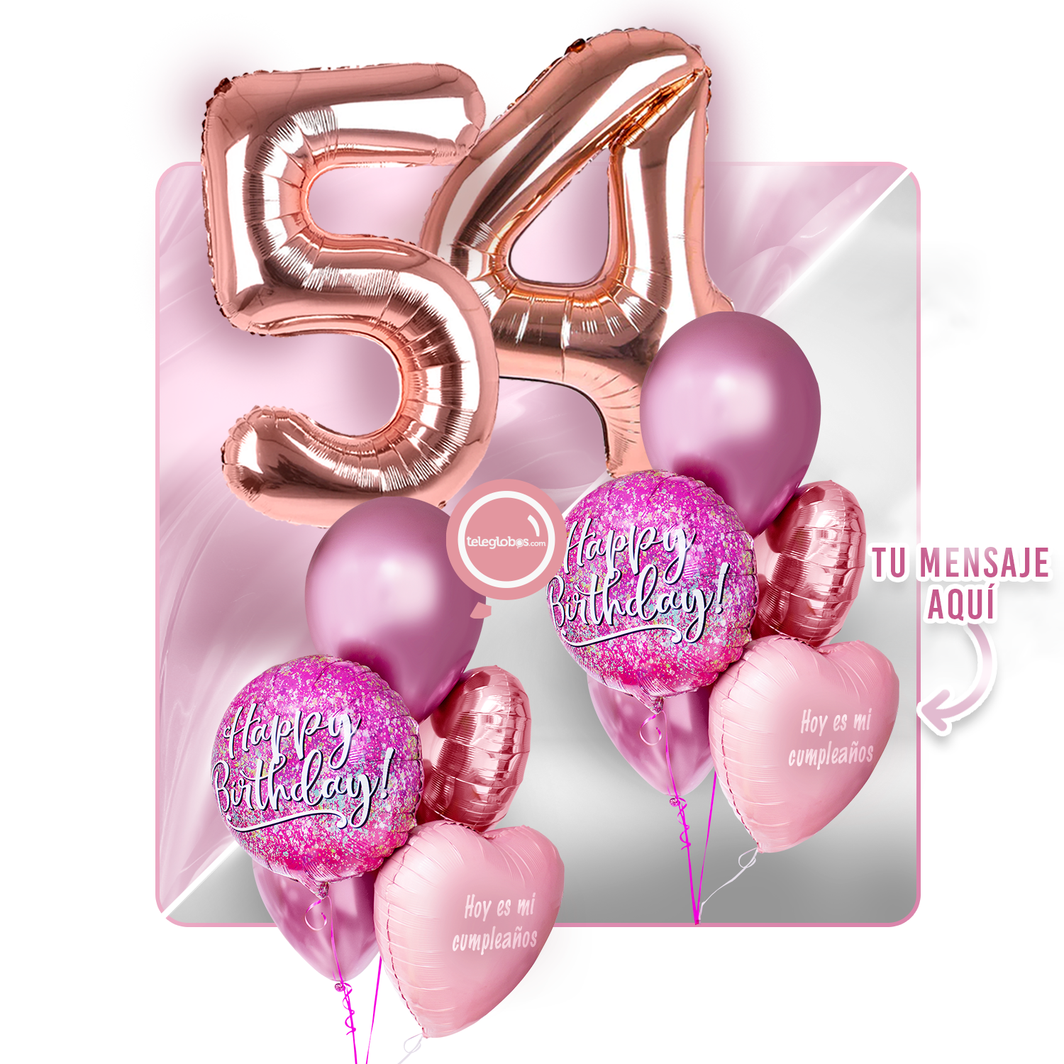 Kit Celebra -Pink Birthday- con Globos de Helio