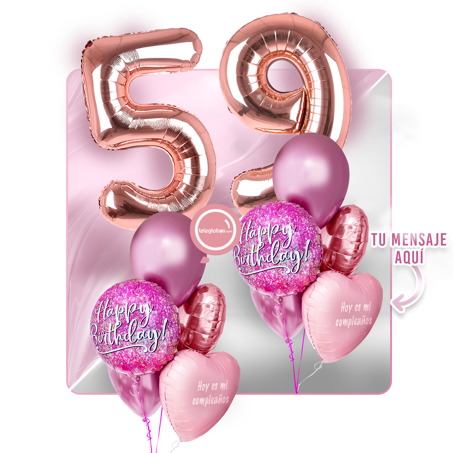 Kit Celebra -Pink Birthday- con Globos de Helio