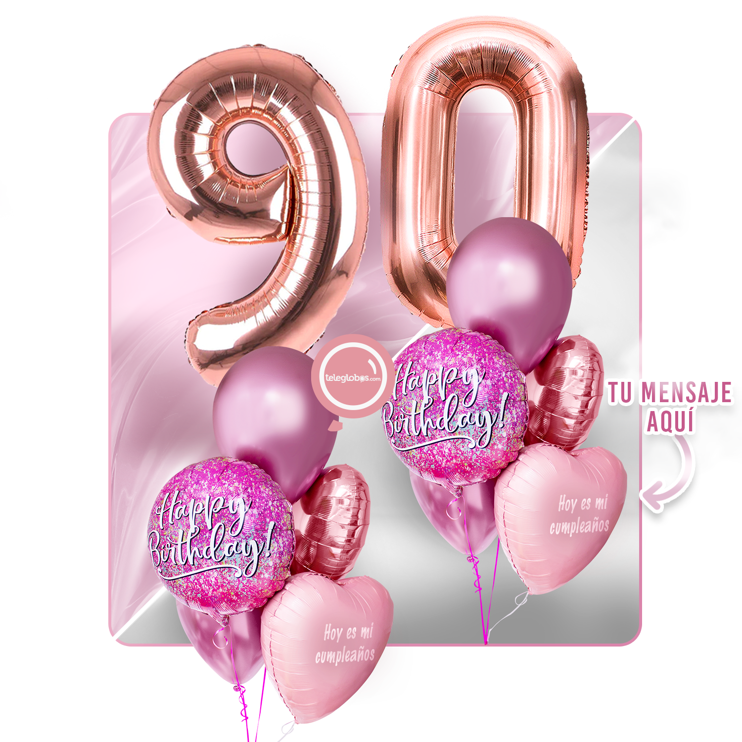 Kit Celebra -Pink Birthday- con Globos de Helio