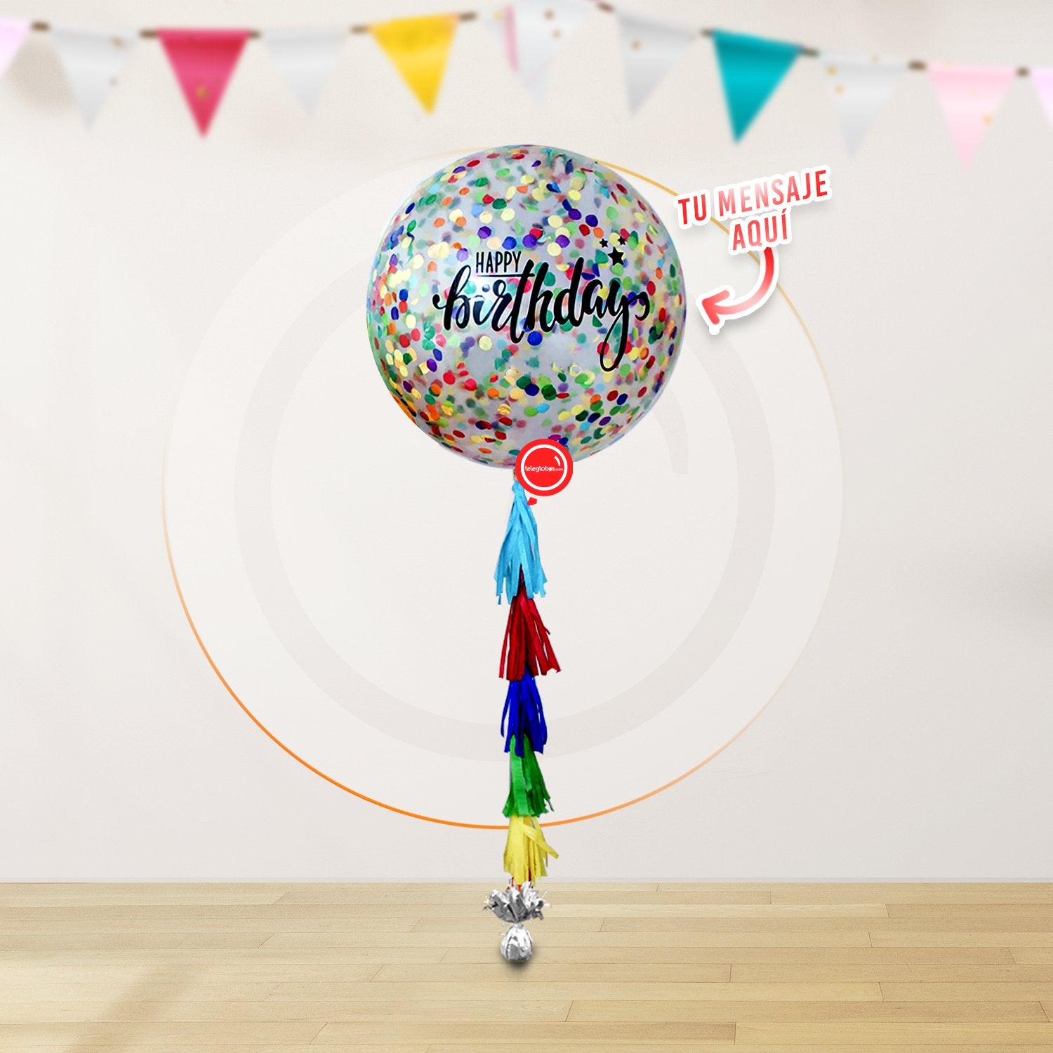 AirLoonz Regalo Happy Birthday, Globo de 36" Personalizado con Confetti y 10 globos de 12"