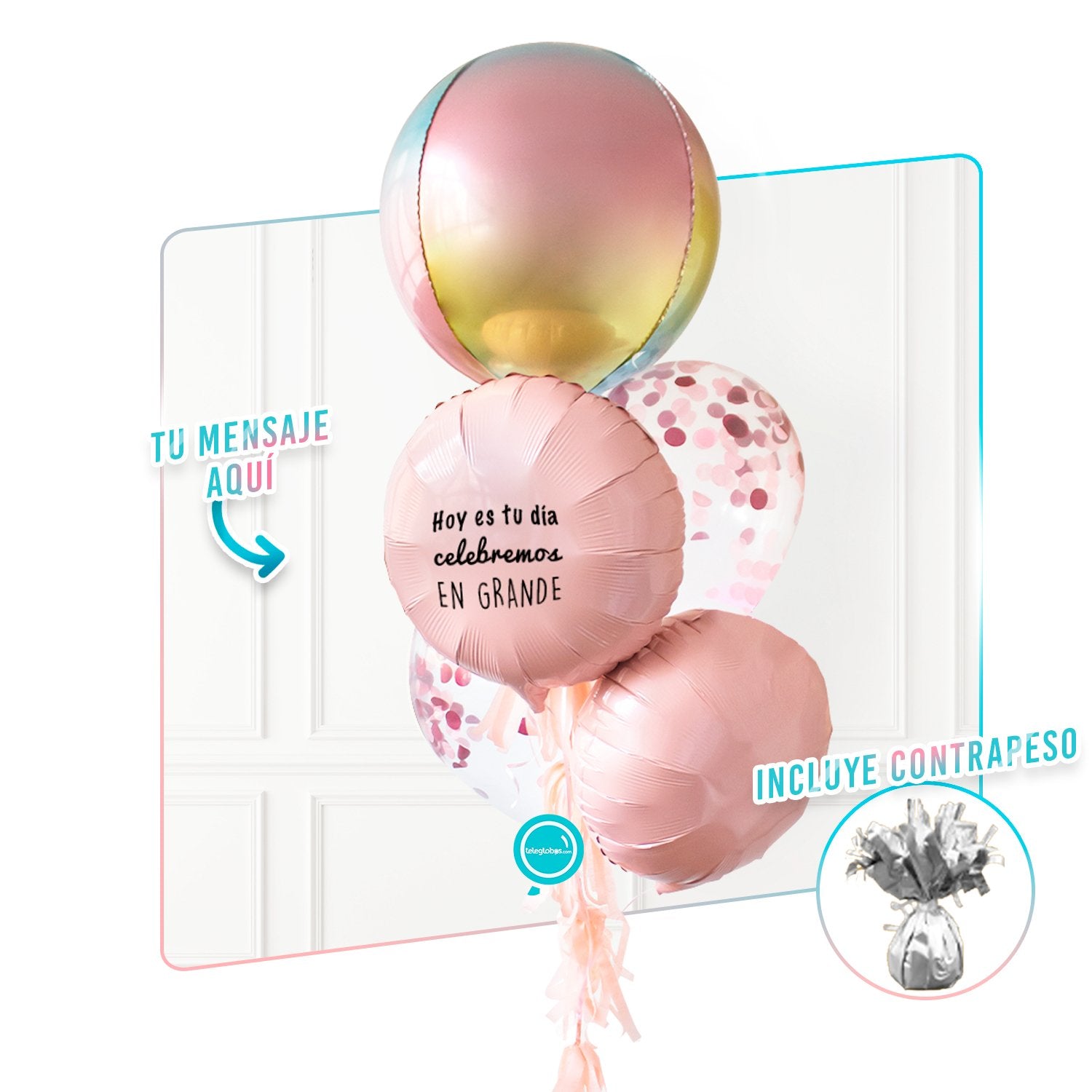 Bunch de globos con helio - Orbz Degradado- personalizado - ONDAS031
