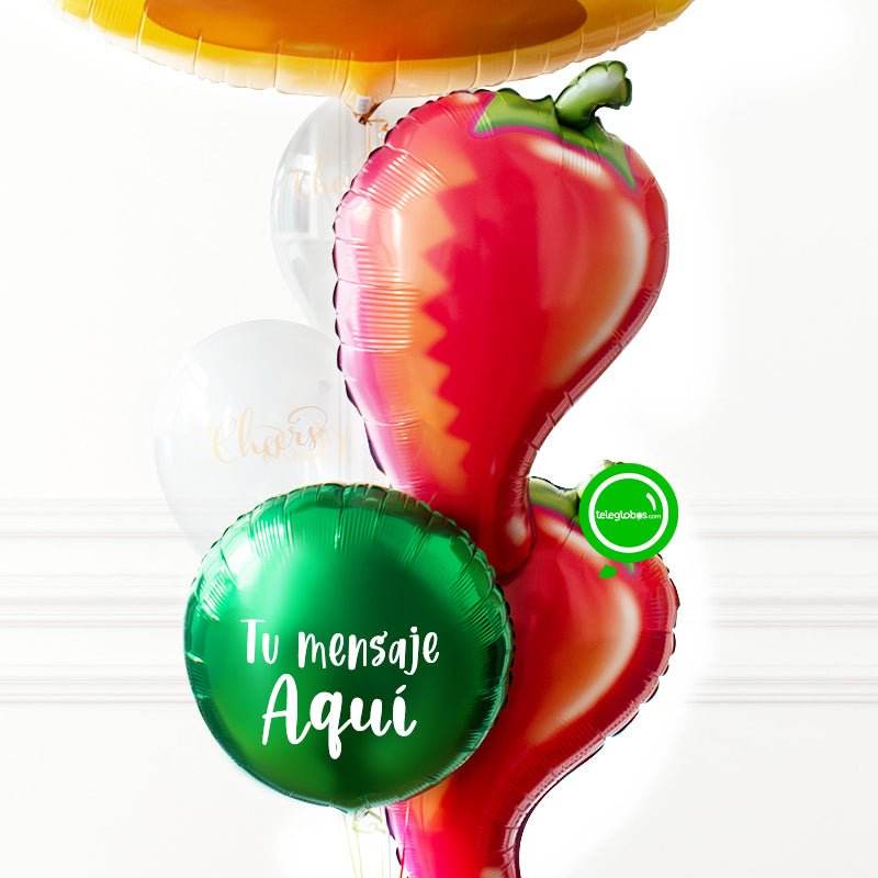 Bunch de globos con helio personalizado -Sombrero- | Globos y Regalos Teleglobos.com.mx.