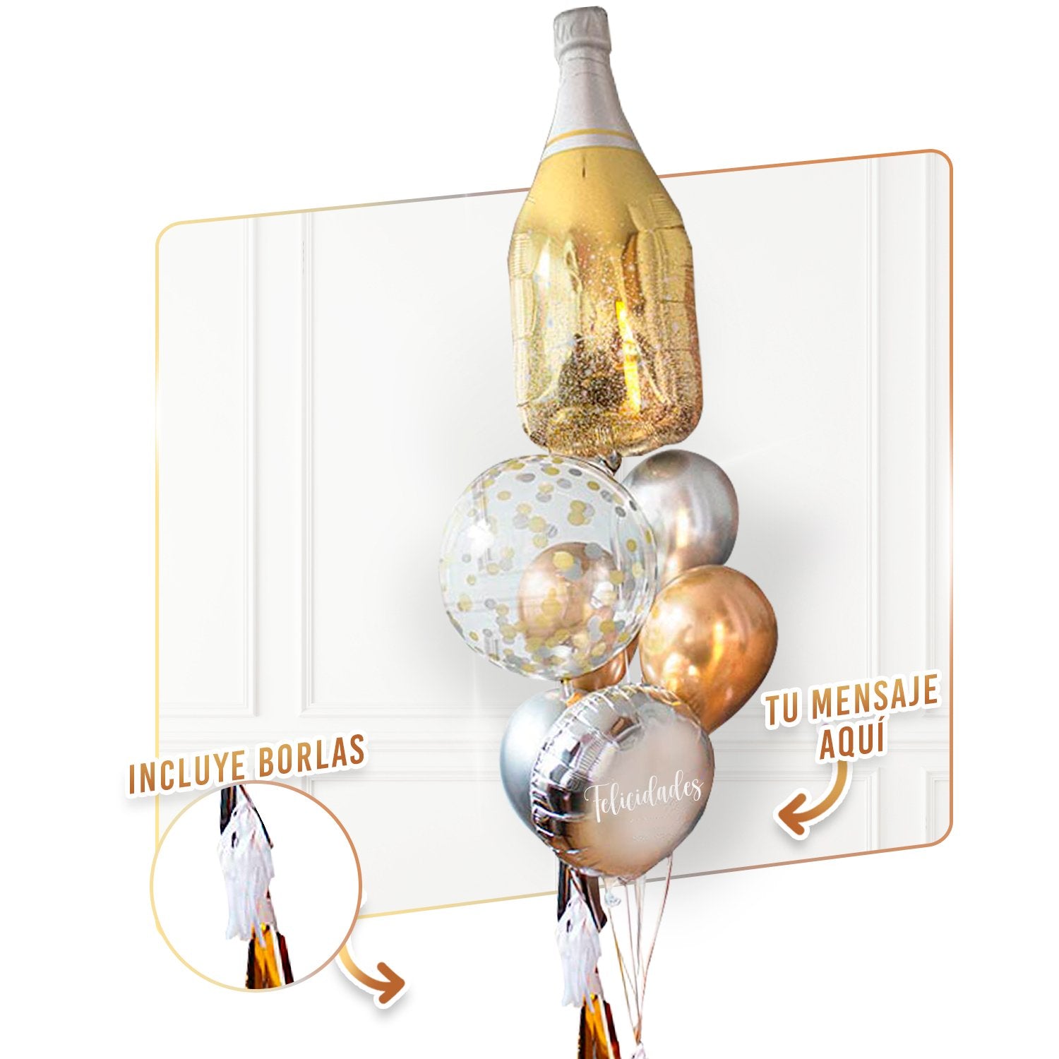 Bunch de globos personalizado - Champaña -