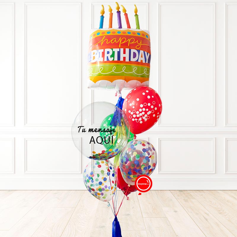 Bunch de globos personalizado - Pastel de Cumpleaños - | Globos y Regalos Teleglobos.com.mx.