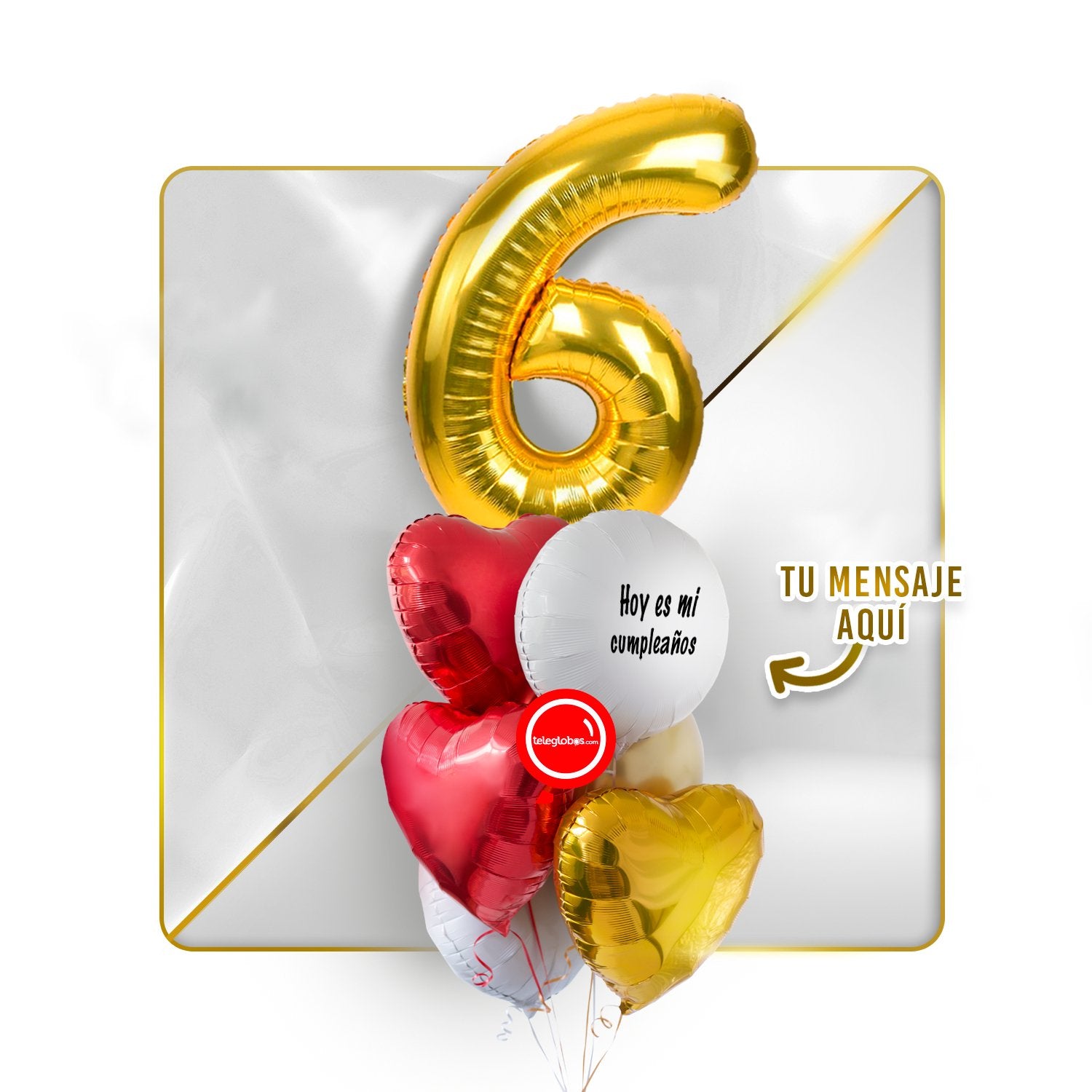 Kit Celebra -Love and Gold- Globos de Helio (Una Torre)