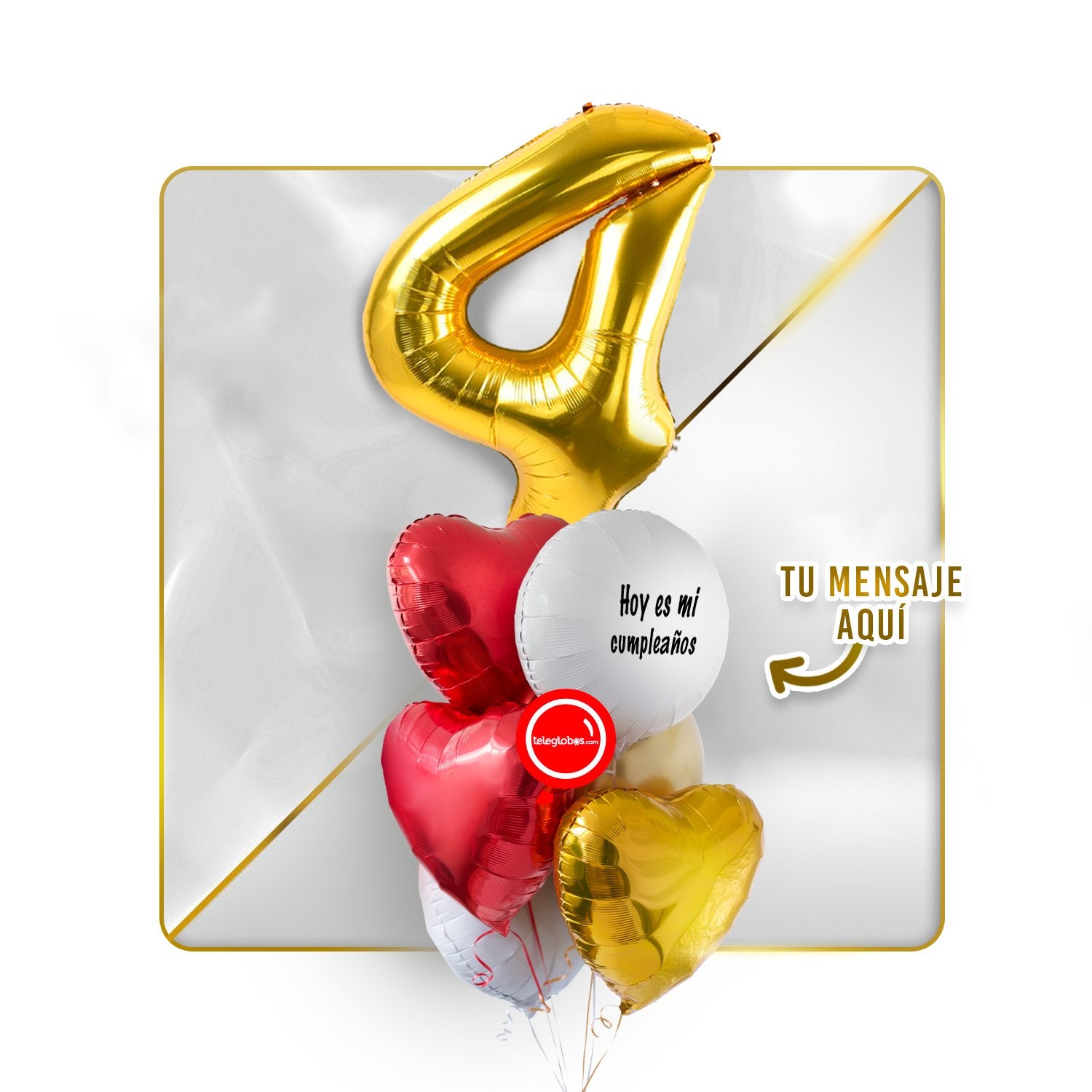 Kit Celebra -Love and Gold- Globos de Helio (Una Torre)