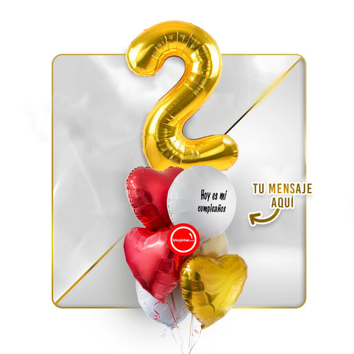 Kit Celebra -Love and Gold- Globos de Helio (Una Torre)