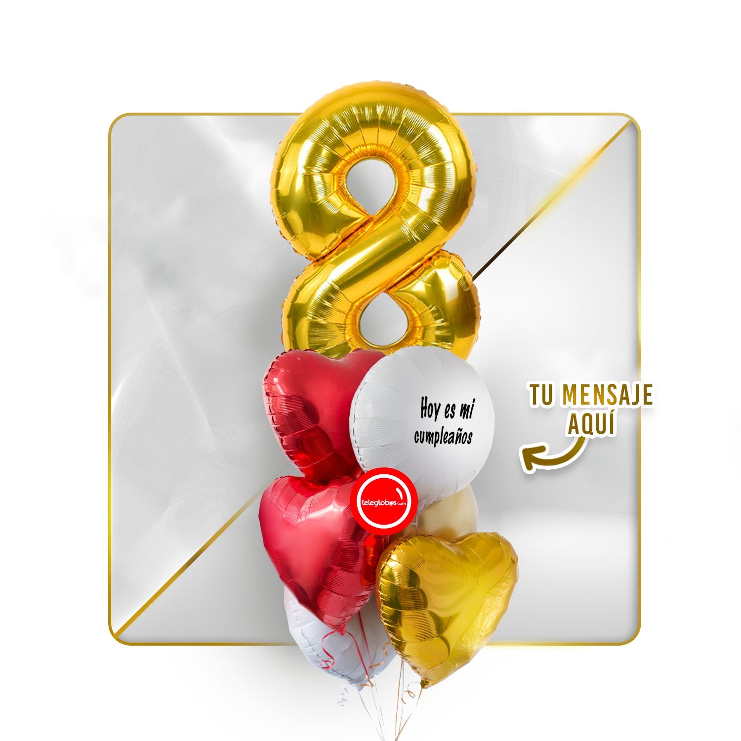 Kit Celebra -Love and Gold- Globos de Helio (Una Torre)