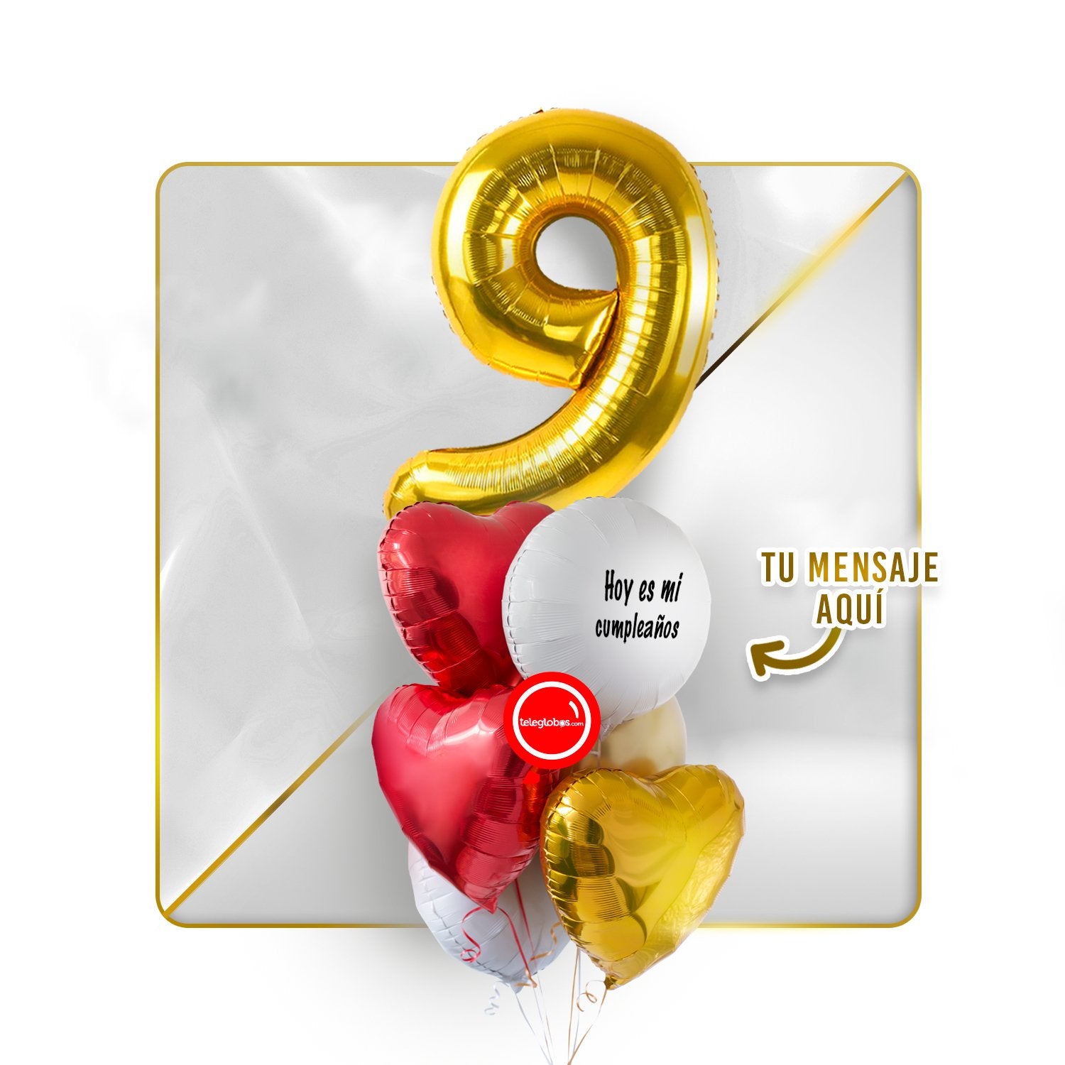 Kit Celebra -Love and Gold- Globos de Helio (Una Torre)